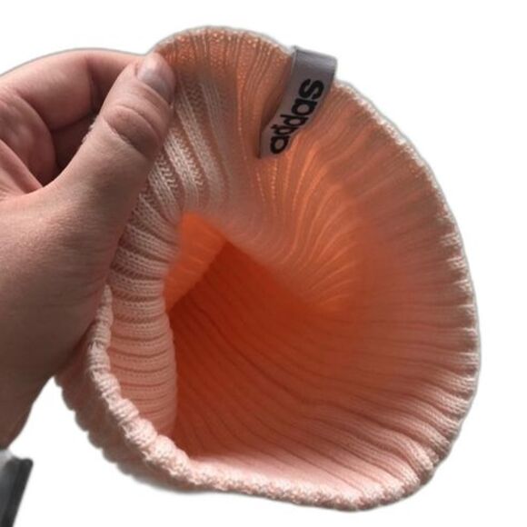 Adidas Blush Pink Ribbed Beanie Hat One Size - Picture 6 of 8